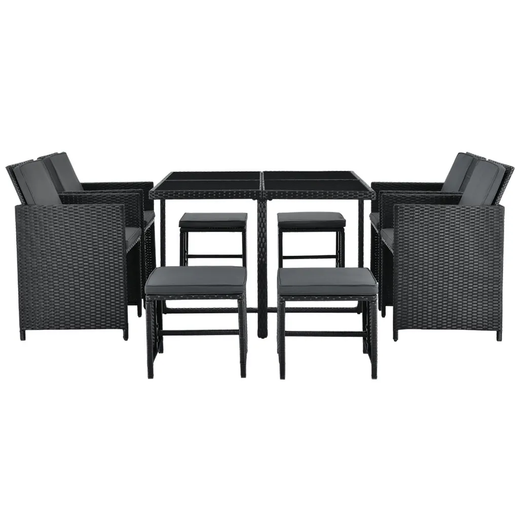 Juskys Polyrattan Sitzgruppe Baracoa L 9-teilig Wetterfest & Stapelbar – Gartenmöbel Set Mit 4 Stühle, 4 Hocker & Tisch Für Garten & Terrasse 9 Juskys Polyrattan Sitzgruppe Baracoa L 9-teilig Wetterfest & Stapelbar – Gartenmöbel Set Mit 4 Stühle, 4 Hocker & Tisch Für Garten & Terrasse – Bild 9