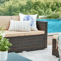 SONGMICS Lounge-Set, Balkonmöbel, Aus PE-Polyrattan, Mit Kissen Und Glastisch, Braun GGF005K03 -Grünwelt Exporteren Garten-Winkel 255bb54ef76ac33f3009ec79f4248942