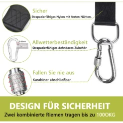 Schaukel Befestigung, Hängematte Befestigung Schaukel Aufhängung Hält Bis Zu 500 Kg,mit 2 Baumschutz Polster Und 2 Premium Karabinern,Hängematten-Zubehör,HM-03785 6 Schaukel Befestigung, Hängematte Befestigung Schaukel Aufhängung Hält Bis Zu 500 Kg,mit 2 Baumschutz Polster Und 2 Premium Karabinern,Hängematten-Zubehör,HM-03785 -Grünwelt Exporteren Garten-Winkel 27437e683cc3803a85ae726a9e067adf