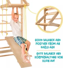 Physionics® Sprossenwand Set - Für Kinder/Erwachsene, Inkl. Klimmzugstange/Ringe/Trapez/Schrägbrett/Strickleiter, Aus Holz, Bis 100kg -Grünwelt Exporteren Garten-Winkel 27f3ce05c6d22dfd569954ad25f91628