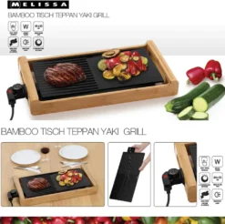 Melissa 16300021 Rauchfreier Bambus Teppanyaki-Grill Teppan Yaki Elektro Grill Kombinierte Teppanyaki- Und Grillplatte 1800 Watt -Grünwelt Exporteren Garten-Winkel 2815e820946abf7382db00a8ee9a5f3a