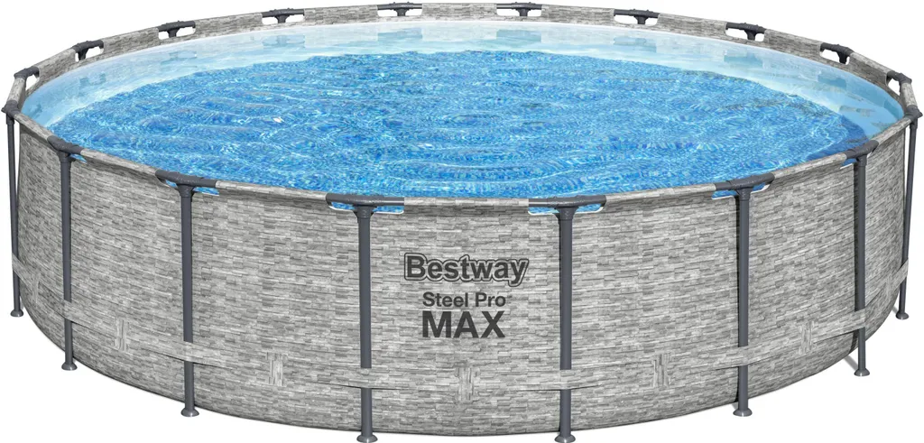 Bestway® Steel Pro MAX™ Aufstellpool Komplett-Set Mit Filterpumpe Ø 549 X 122 Cm, Steinwand-Optik (Cremegrau), Rund 1 Bestway® Steel Pro MAX™ Aufstellpool Komplett-Set Mit Filterpumpe Ø 549 X 122 Cm, Steinwand-Optik (Cremegrau), Rund