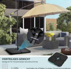 Outsunny Schirmgewicht 4er-Set, Ampelschirmständer Mit 60 Liter Wasser/ 78 Kg Sand Befüllbar, Marktschirmständer, Schirmständer Für Ampelschirm, Schwarz 10 Outsunny Schirmgewicht 4er-Set, Ampelschirmständer Mit 60 Liter Wasser/ 78 Kg Sand Befüllbar, Marktschirmständer, Schirmständer Für Ampelschirm, Schwarz -Grünwelt Exporteren Garten-Winkel 28654b69d2ef1fc9f66f060d2491d617