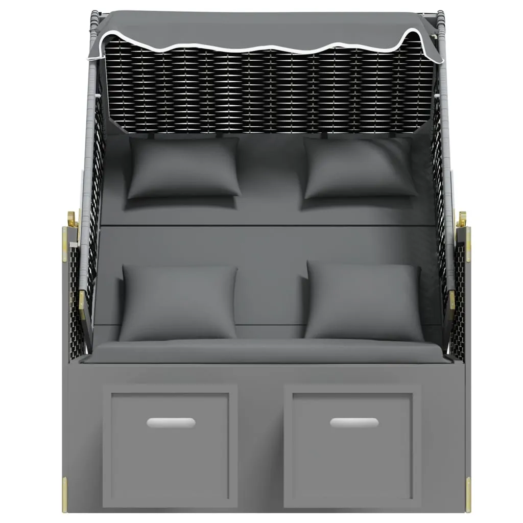 VidaXL Strandkorb Mit Kissen Poly Rattan Massivholz Anthrazit Schwarz 6 VidaXL Strandkorb Mit Kissen Poly Rattan Massivholz Anthrazit Schwarz – Bild 6