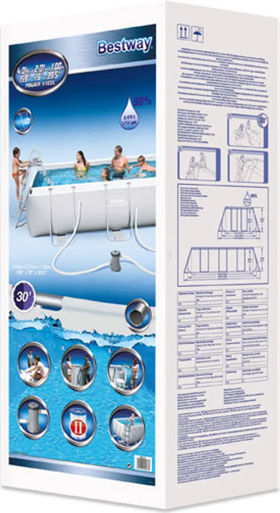 Bestway Power Steel™ Frame Pool-Set, Eckig, Mit Filterpumpe & Sicherheitsleiter 404 X 201 X 100 Cm 17 Bestway Power Steel™ Frame Pool-Set, Eckig, Mit Filterpumpe & Sicherheitsleiter 404 X 201 X 100 Cm – Bild 17