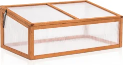 MCombo Frühbeet Gewächshaus Treibhaus Frühbeetkasten Aufsatz Pflanzenbeet Holz 0698