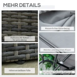Outsunny Polyrattan Sonneninsel Mit Faltbarem Sonnendach Lounge Sonnenliege Gartenliege Garnitur Gartenset Grau 171 X 180 X 155 Cm -Grünwelt Exporteren Garten-Winkel 2a34a7a8b67c84d82a0b66dd6157b730