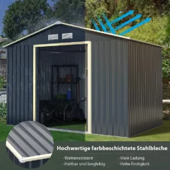 COSTWAY Gerätehaus Metall, Geräteschuppen Abschließbar, Gartenhaus Mit 4 Luftschlitzen & Schiebetür, Garten Schuppen Für Rasenmäher Fahrräder, Metallschuppen Geräteschuppen Outdoor (277 X 191 X 202 Cm) -Grünwelt Exporteren Garten-Winkel 2a4a4289de5891abbaaaafbe3adc95bd