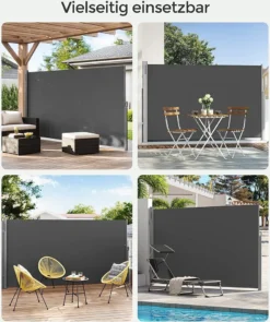 SONGMICS Alu Seitenmarkise 200 X 400 Cm 280 G/m² Ausziehbar Sichtschutz, Sonnenschutz Für Balkon & Terrasse Anthrazit GSA204G01 -Grünwelt Exporteren Garten-Winkel 2a607ee986e78f731741d2ef18fb5816