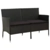 VidaXL 3-Sitzer-Gartensofa Mit Kissen Schwarz Poly Rattan
