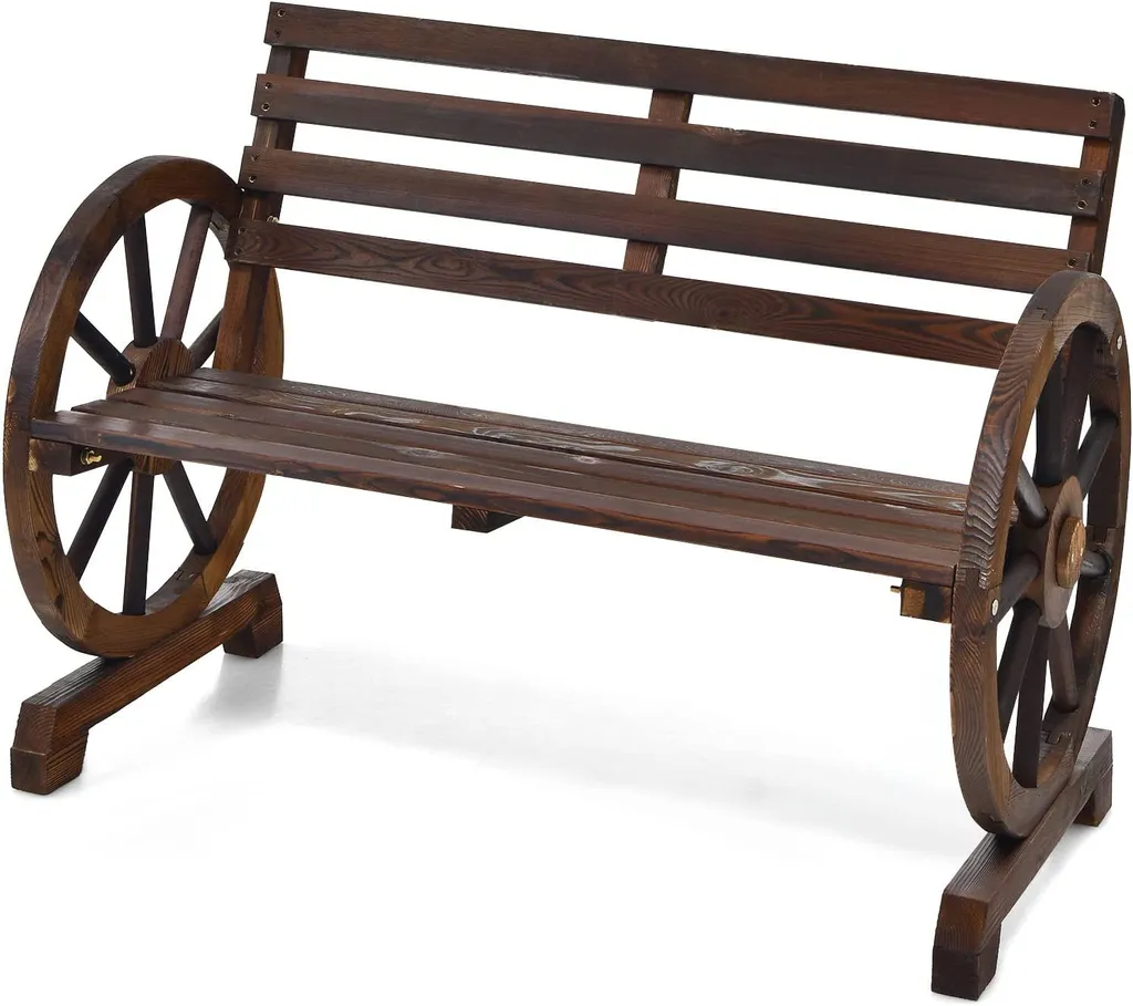 COSTWAY 2 Sitzer Gartenbank, Sitzbank Holz, Holzbank Retro-Design, Ideal Für Hinterhof, Straße, Garten 1 COSTWAY 2 Sitzer Gartenbank, Sitzbank Holz, Holzbank Retro-Design, Ideal Für Hinterhof, Straße, Garten