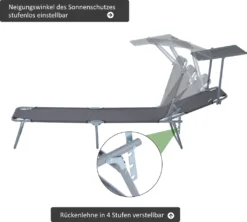 Outsunny Sonnenliege Gartenliege Wellnessliege Strandliege Klappbar Mit Sonnenschutz Grau 187 X 58 X 36 Cm -Grünwelt Exporteren Garten-Winkel 2cd476d0844e901ecc9873fa32728ae2