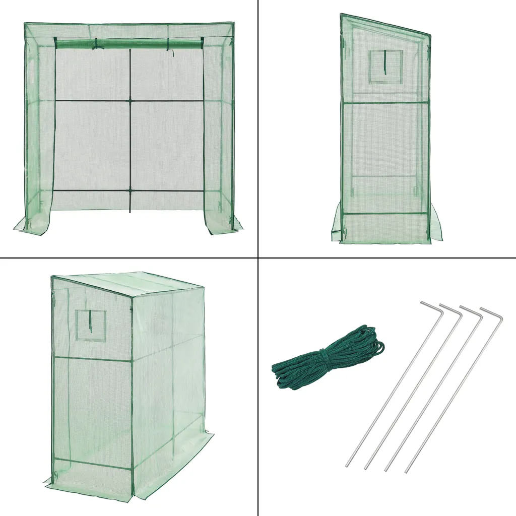 Gewächshaus Vlaardingen 198x78x200cm Mit Pultdach Foliengewächshaus Treibhaus Für Tomaten Stahlrahmen Grün 5 Gewächshaus Vlaardingen 198x78x200cm Mit Pultdach Foliengewächshaus Treibhaus Für Tomaten Stahlrahmen Grün – Bild 5