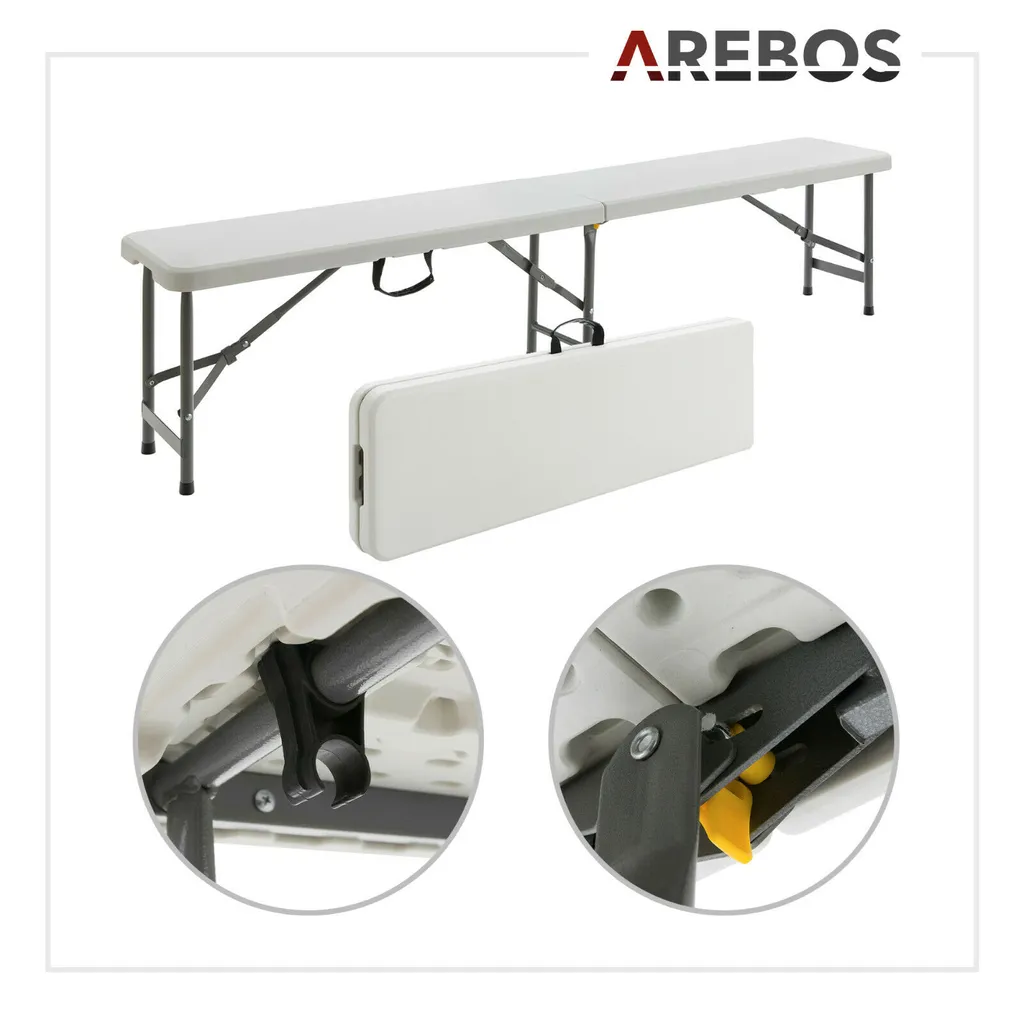 AREBOS Bierzeltgarnitur Set Klapptisch 180cm + 2 X Klappbänke 4 AREBOS Bierzeltgarnitur Set Klapptisch 180cm + 2 X Klappbänke – Bild 4