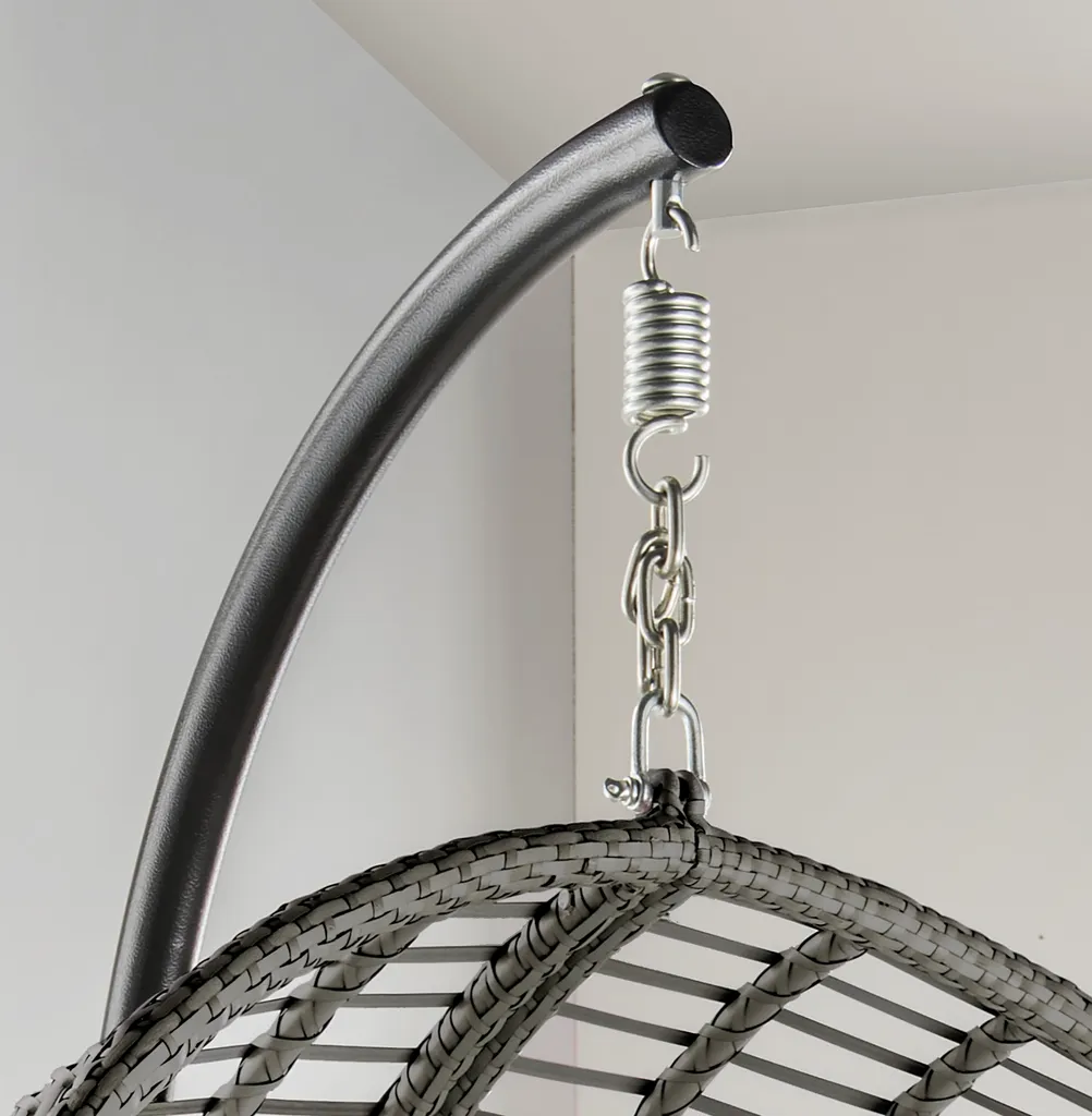 Destiny COCO DELUXE II Grau Meliert Hängesessel Polyrattan Hängekorb Hängestuhl 4 Destiny COCO DELUXE II Grau Meliert Hängesessel Polyrattan Hängekorb Hängestuhl – Bild 4