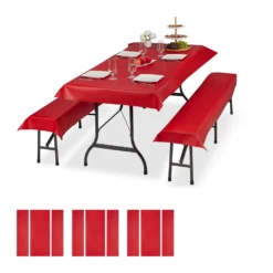 Relaxdays 12x Bierzeltgarnitur Auflage Rot