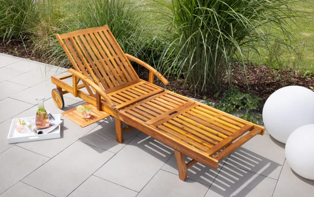 CHILLROI Verstellbare Sonnenliege Mit Beistelltisch - Akazienholz Gartenliege 1 CHILLROI Verstellbare Sonnenliege Mit Beistelltisch - Akazienholz Gartenliege