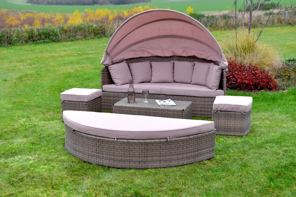 Merxx Relaxinsel "Riva" Ø 180 Cm Mit Erweiterungsset, Inkl. Kissen - Aluminiumgestell Mit Kunststoffgeflecht Natur 7 Merxx Relaxinsel "Riva" Ø 180 Cm Mit Erweiterungsset, Inkl. Kissen - Aluminiumgestell Mit Kunststoffgeflecht Natur – Bild 7