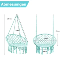 COSTWAY Hängesessel Hängestuhl Zum Aufhängen, Hängesitz Belastbar Bis 150 Kg Hängeschaukel 80x60x125cm (Grün) -Grünwelt Exporteren Garten-Winkel 2e90ea06f63ecf310b1f08cd9d3fed76
