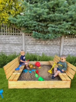 Ladanas® Sandkasten Holz- 140 X 140- Mit Faltbaren Bänken XXL& Verstellbarem Dach- UV50- Sandkiste Kinder & Imprägniert & Sonnendach (grün) -Grünwelt Exporteren Garten-Winkel 2eaa465853567775160392b0106f2b4c