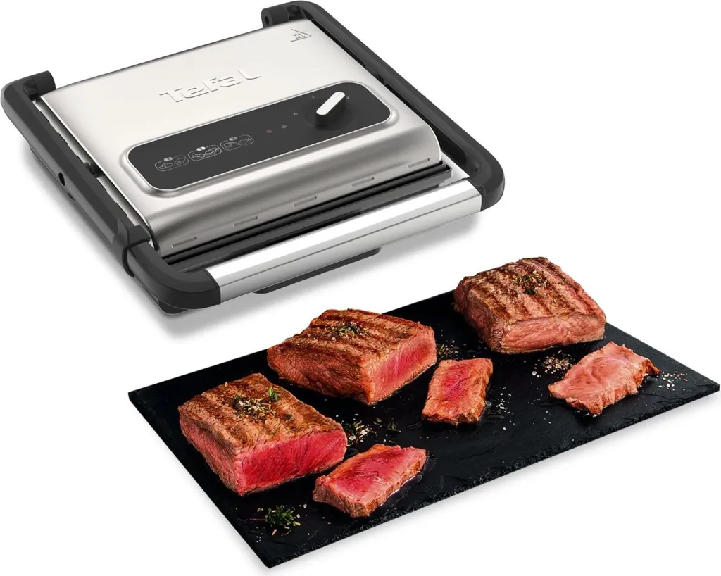 Tefal Kontaktgrill Inicio GC242D, Schwarz, Edelstahl, Rechteckig, Drehregler, 288 X 258 Mm, Scharnier, Fertig 4 Tefal Kontaktgrill Inicio GC242D, Schwarz, Edelstahl, Rechteckig, Drehregler, 288 X 258 Mm, Scharnier, Fertig – Bild 4