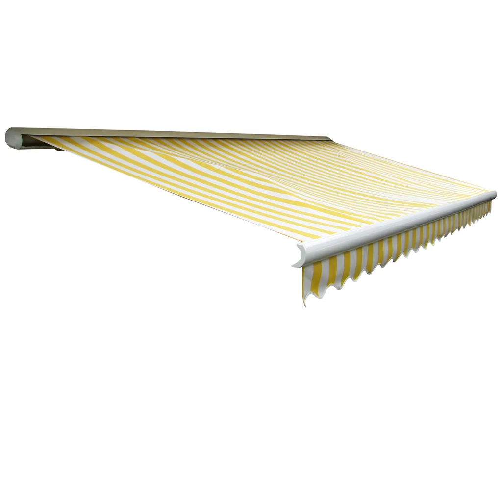 Elektrische Kassetten-Markise H122, Vollkassette Volant 4x3m Polyester Gelb/Weiß 8 Elektrische Kassetten-Markise H122, Vollkassette Volant 4x3m Polyester Gelb/Weiß – Bild 8