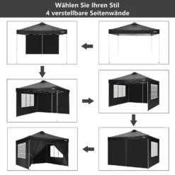 COBIZI Pavillon 3x3m Pop Up Faltpavillon Mit 4 Seitenwänden, Oben Mit Belüftungsloch, Wasserdicht, UV-Schutz 50+ Gartenzelt Partyzelt, Inkl .Tasche, 4 Sandsack, Schwarz -Grünwelt Exporteren Garten-Winkel 2f1479b9ffd0d0033ea0b41154564db7