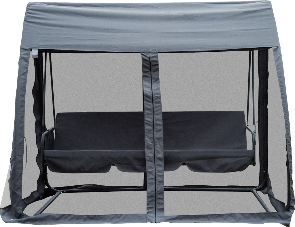 Outsunny Hollywoodschaukel Schaukelbank Gartenliege 3-Sitzer Mit Seitenwänden Grau 240x140x197cm 6 Outsunny Hollywoodschaukel Schaukelbank Gartenliege 3-Sitzer Mit Seitenwänden Grau 240x140x197cm – Bild 6