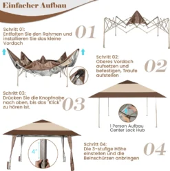 COSTWAY 4x4m Faltpavillon, Pop Up Pavillon Mit Rollen, Wasserdicht, UV-Schutz 50+, Partyzelt Gartenpavillon Für Garten Party Hochzeit Und Festival, Inkl. Mit Tragetasche -Grünwelt Exporteren Garten-Winkel 2ff3a5da7e6473d7eb31715852075eb6
