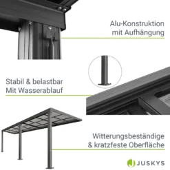 Juskys Terrassenüberdachung 7x3 M Mit Schiebedach - Terrassendach Aus Aluminium Mit Doppelstegplatten - Wetterfeste Überdachung Mit UV-Schutz - Grau -Grünwelt Exporteren Garten-Winkel 300893cc87fb0cc7c860727395bdd25b