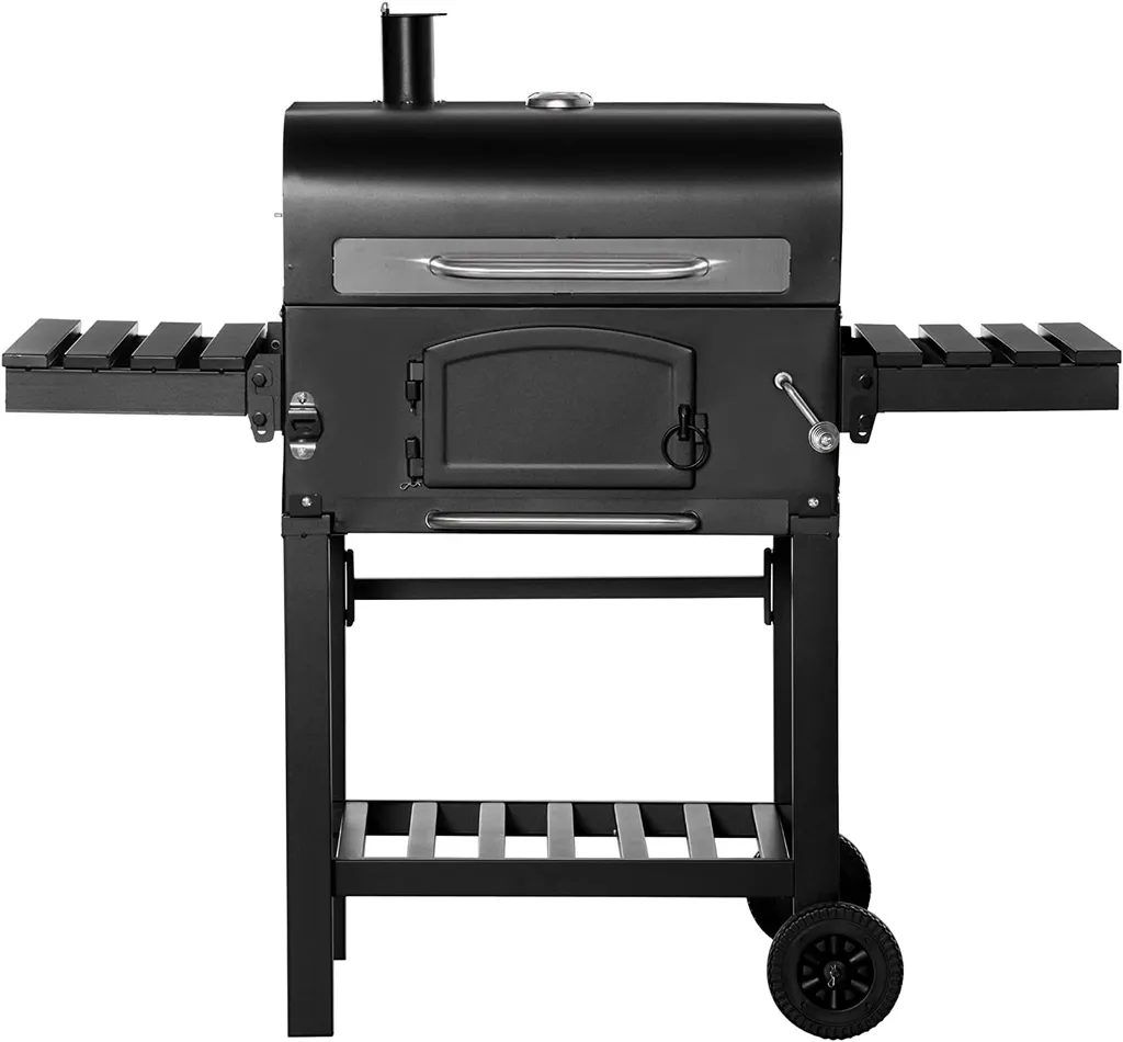 HOMCOM Outsunny Holzkohlegrill BBQ Gartengrill Mit Deckel Und Ablagen Metall Smoker BBQ Warmhalteplatte Regale Gartenparty Transportrollen Schwarz 124 X 66 X 112 Cm 9 HOMCOM Outsunny Holzkohlegrill BBQ Gartengrill Mit Deckel Und Ablagen Metall Smoker BBQ Warmhalteplatte Regale Gartenparty Transportrollen Schwarz 124 X 66 X 112 Cm – Bild 9