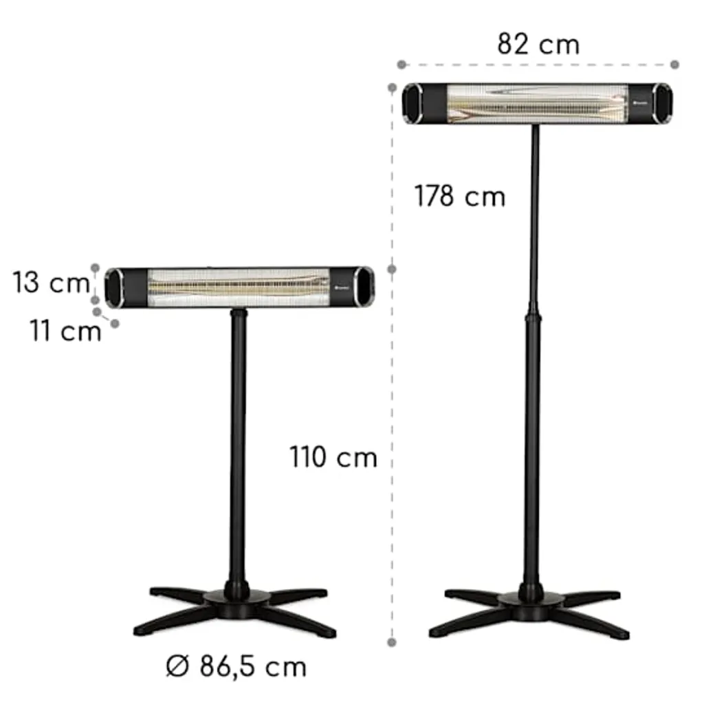 Blumfeldt Dark Wave Infrarotstrahler, Heizstrahler Terrasse, MinimalGlare Heating Tube: Goldbeschichtete Carbonröhre, 9 Heizstufen, Timer, IP65, LED-Display, Deckenheizstrahler Mit 2000 W 10 Blumfeldt Dark Wave Infrarotstrahler, Heizstrahler Terrasse, MinimalGlare Heating Tube: Goldbeschichtete Carbonröhre, 9 Heizstufen, Timer, IP65, LED-Display, Deckenheizstrahler Mit 2000 W – Bild 10