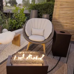 Planika Rio Gas Feuerstelle, Schwarz, Außenkamin, Outdoor, Rechteckig, Mit Glaskieselsteinen - Wetterfest, Terrassenheizung, Gasofen, Für Garten & Patio -Grünwelt Exporteren Garten-Winkel 31537c008c95476027427fe193f3d179