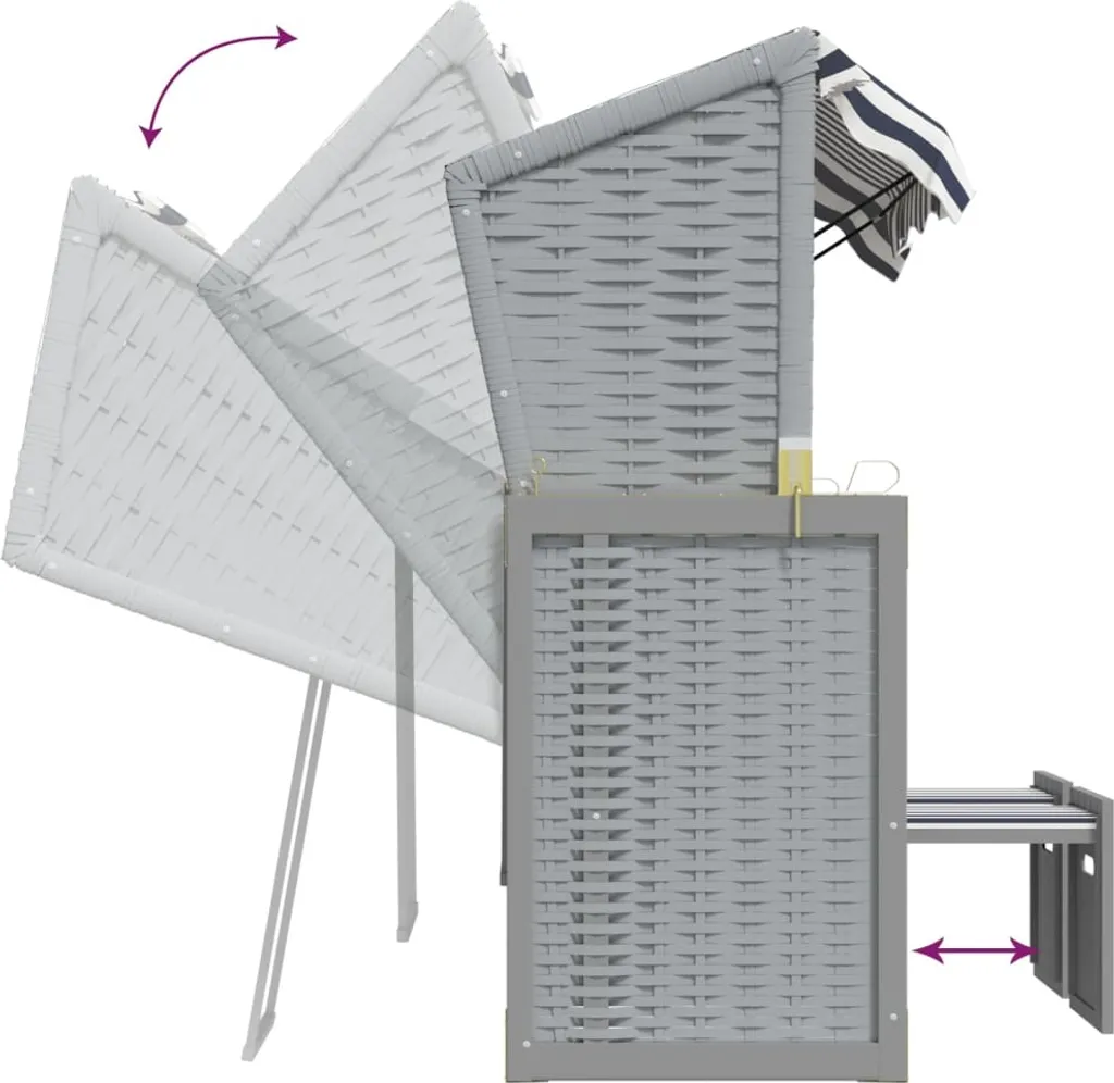 VidaXL Strandkorb Mit Dach Poly Rattan Und Massivholz Blau & Weiß 8 VidaXL Strandkorb Mit Dach Poly Rattan Und Massivholz Blau & Weiß – Bild 8