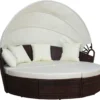 SVITA SAVANNAH Sonneninsel Mit Dach Polyrattan-Lounge Gartenmuschel Rattanmöbel Gartenliege Braun