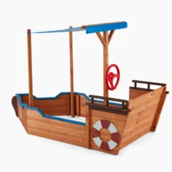 HOME DELUXE - Sandkasten MATSCHEKISTE - 160 X 78 X 103 Cm - , Piratenschiff, Sandkiste Mit Sonnendach, Aufklappbare Sitzbank, Spielzeug -Grünwelt Exporteren Garten-Winkel 32d54a7e393e464367b1446ef55df92f
