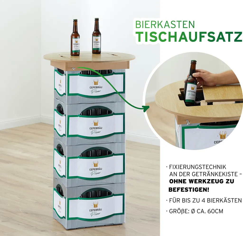 Bierkasten Tischaufsatz, 60cmD 1 Bierkasten Tischaufsatz, 60cmD