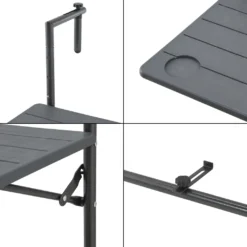 Hängetisch Badolato 84 X 60 X 60 Cm Balkontisch Mit 2 Getränkehalter Klapptisch Eckig Höhenverstellbar Stahlgestell Dunkelgrau -Grünwelt Exporteren Garten-Winkel 334530e928e17ef8c22b3ba90ee4c850