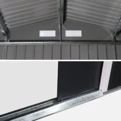 Gartenhaus Aus Metall - Ferrain - 5,39m² Anthrazitgrau Und Weiß - Geräteschuppen Mit Zwei Schiebetüren, Inkl. Bodenbefestigungsset, Aufbewahrungshaus, Schuppen -Grünwelt Exporteren Garten-Winkel 33851e7136c8a757b5b1ca131acf0526