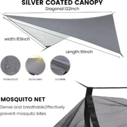 Topchances Camping Hängematte Mit Moskitonetz Und Tarp, Reise Zeltplane Für Outdoor,Wandern,Trekking (Grau+Dunkelgrün) 18 Topchances Camping Hängematte Mit Moskitonetz Und Tarp, Reise Zeltplane Für Outdoor,Wandern,Trekking (Grau+Dunkelgrün) -Grünwelt Exporteren Garten-Winkel 33981f97e43388c94b7241ec2c129464