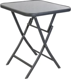 Klappbarer Bistrotisch Aus Metall Quadratisch Mit Glasplatte Maß: 70 X 70 X 70 Cm
