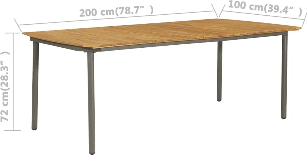 VidaXL Gartentisch 200x100x72 Cm Akazie Massivholz Und Stahl 4 VidaXL Gartentisch 200x100x72 Cm Akazie Massivholz Und Stahl – Bild 4