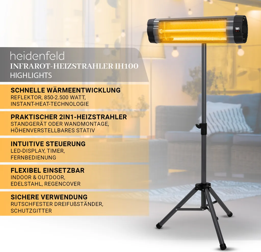 Heidenfeld Infrarot Heizstrahler IH100 2 Heidenfeld Infrarot Heizstrahler IH100 – Bild 2