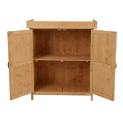 Outsunny Geräteschrank Geräteschuppen Gartenschrank 2 Fächer Tannenholz Natur 74 X 43 X 88cm -Grünwelt Exporteren Garten-Winkel 35136f5dacad4bc1f8e54f1f6eb8f900
