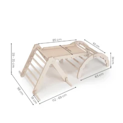 MAMOI® Klettergerüst Indoor, Kletterdreieck Mit Rutsche Aus Holz, Kletterbogen, Baby Kinder Klettern, Regenbogenwippe Mit Rutschbrett, Holzbogen Triangle Für Spielplatz Ab 1/2/3 Jahre -Grünwelt Exporteren Garten-Winkel 35627f6e369cd2e5c3c9da38b52c254a