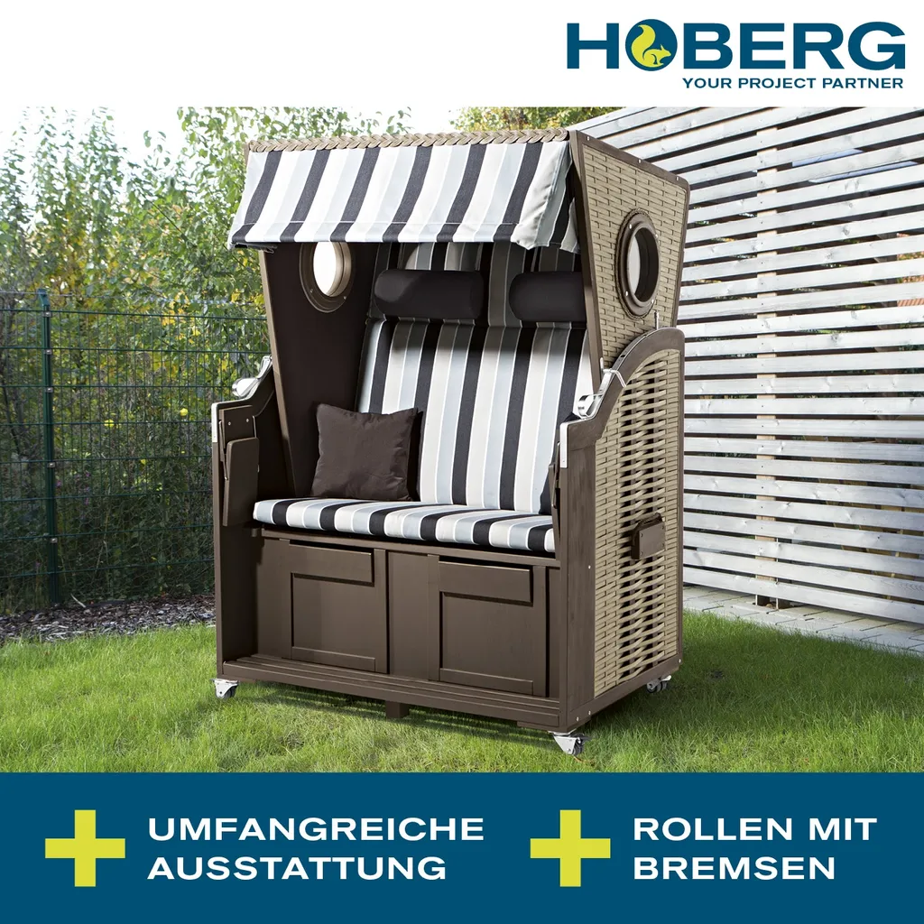 Hoberg 2-Sitzer-Strandkorb Mit Bullaugen - 120 X 80 X 160 Cm Strandkorb 2 Sitzer Holz Gartenliege Robust Hochwertig Ostsee Bullauge Vollieger 2 Hoberg 2-Sitzer-Strandkorb Mit Bullaugen - 120 X 80 X 160 Cm Strandkorb 2 Sitzer Holz Gartenliege Robust Hochwertig Ostsee Bullauge Vollieger – Bild 2