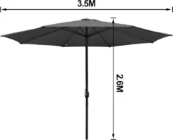 Wolketon 3m-3.5m Sonnenschirm Mit LED Solar Marktschirm Mit Handkurbel UV40+ Outdoor-Schirm Terrassen,Grau,3.5m -Grünwelt Exporteren Garten-Winkel 35f81557b0f8b1b0ca3d47ee029046e0