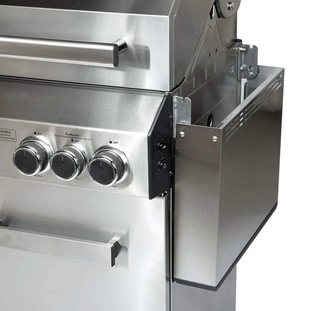 TAINO PLATINUM 4+2 Gasgrill Komplett Edelstahl 4-Brenner Silber Grillwagen BBQ Keramik-Brenner Backburner Sear-Zone Piezozündung Seitenkocher Gusseisen-Roste 9 TAINO PLATINUM 4+2 Gasgrill Komplett Edelstahl 4-Brenner Silber Grillwagen BBQ Keramik-Brenner Backburner Sear-Zone Piezozündung Seitenkocher Gusseisen-Roste – Bild 9