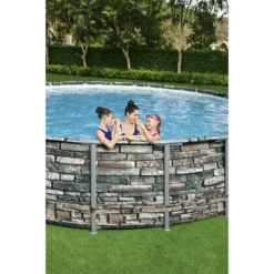 Bestway® Power Steel™ Aufstellpool Komplett-Set Mit Filterpumpe Ø 549 X 132 Cm Steinwand-Optik (Naturstein), Rund -Grünwelt Exporteren Garten-Winkel 3652f5f54b7493bc2b1d0743716b3a7f 1