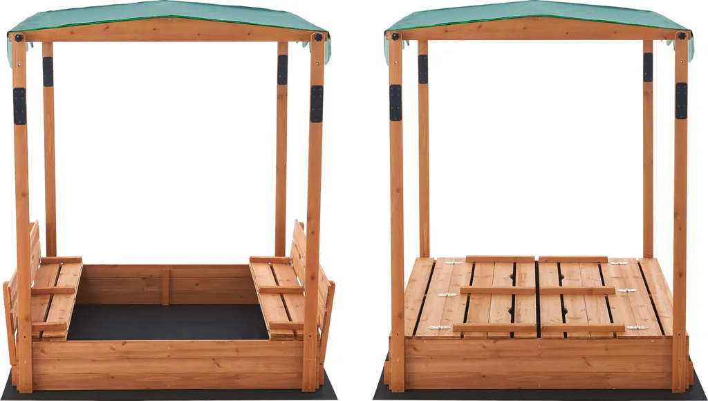 Sandkasten Pitsunda Mit Höhenverstellbarem Dach 145x118x118cm Holzsandkasten Sandkiste Deckel Klappbar 2 Sitzbänke 5 Sandkasten Pitsunda Mit Höhenverstellbarem Dach 145x118x118cm Holzsandkasten Sandkiste Deckel Klappbar 2 Sitzbänke – Bild 5